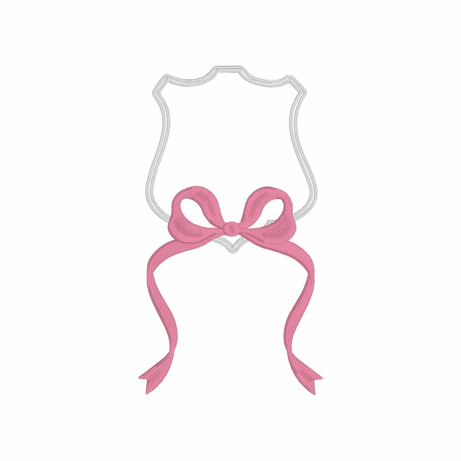 Ribbon Crest Coquette Bow Monogram Frame Embroidery Design 8 Instant Downloads 2 Sizes