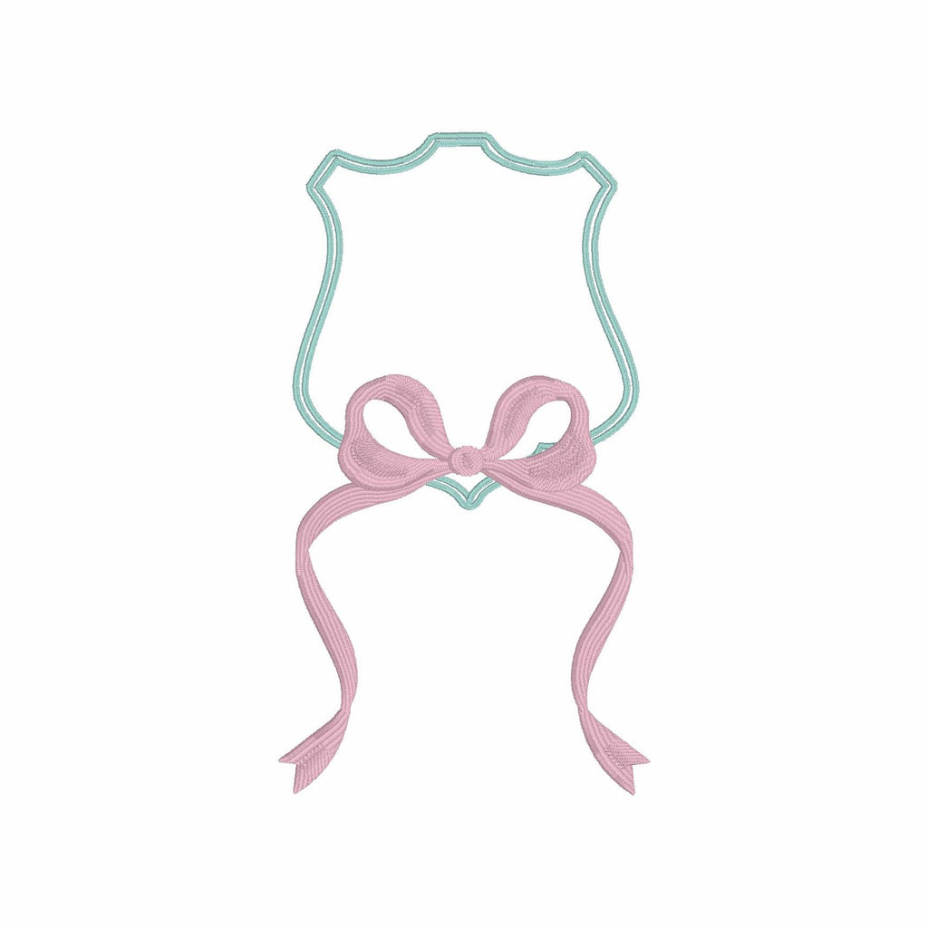Ribbon Crest Coquette Bow Monogram Frame Embroidery Design 8 Instant Downloads 2 Sizes