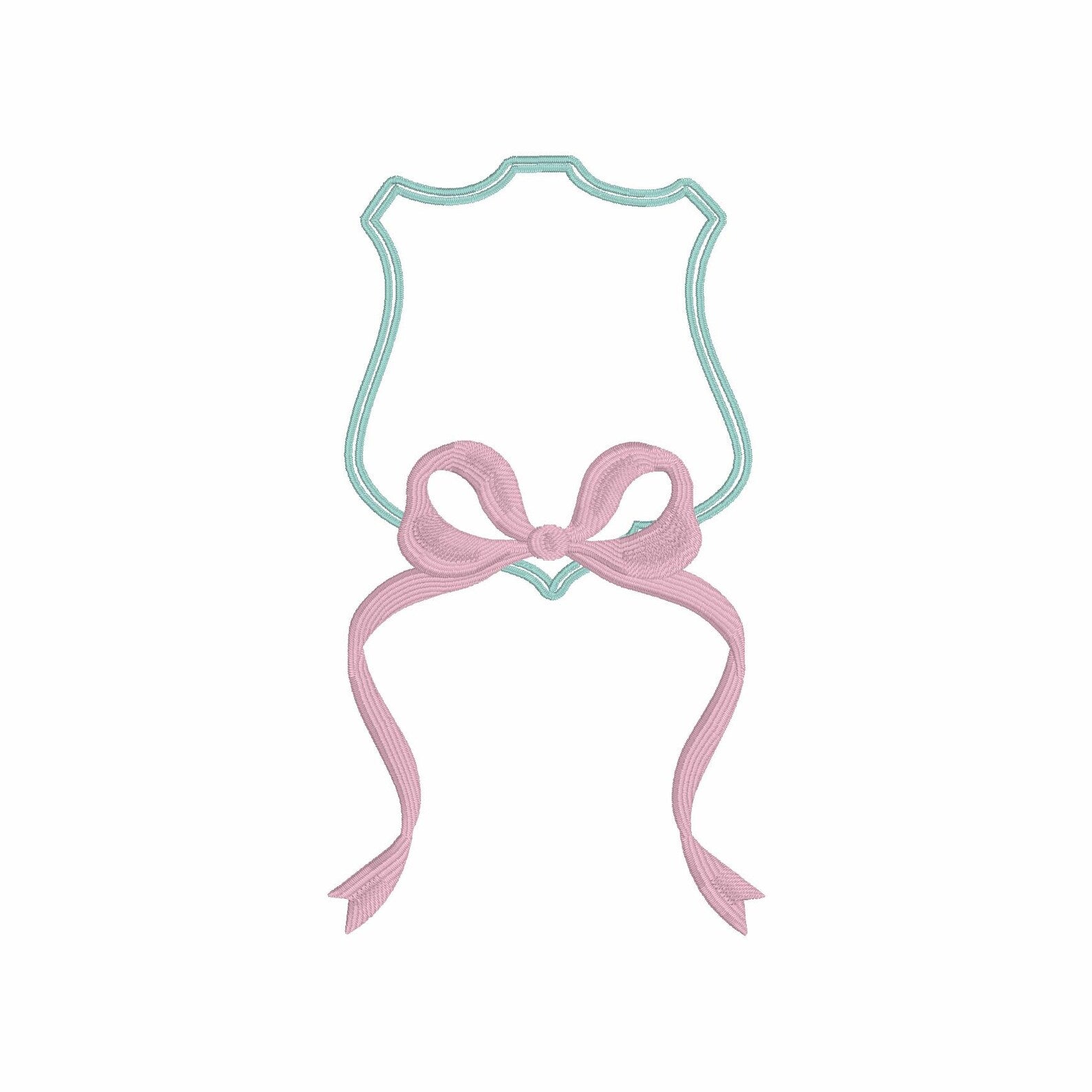 Ribbon Crest Coquette Bow Monogram Frame Embroidery Design 8 Instant Downloads 2 Sizes