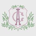 Leaves Crest Monogram Frame Embroidery Design: 4-Inch (10 Formats, Instant Download)