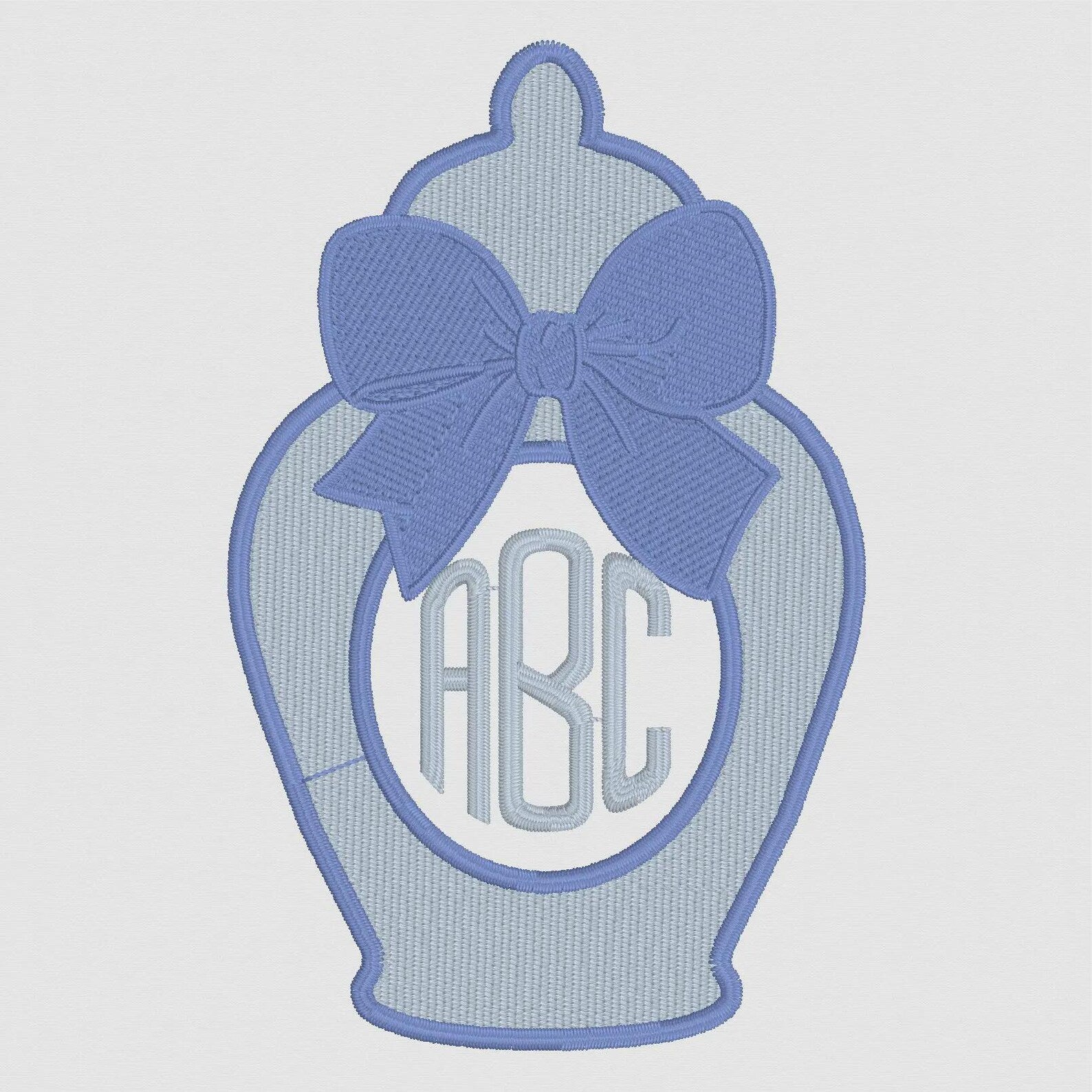 Ginger Jar Monogram Frame Embroidery Design: 3 Sizes, 10 Stitch Formats