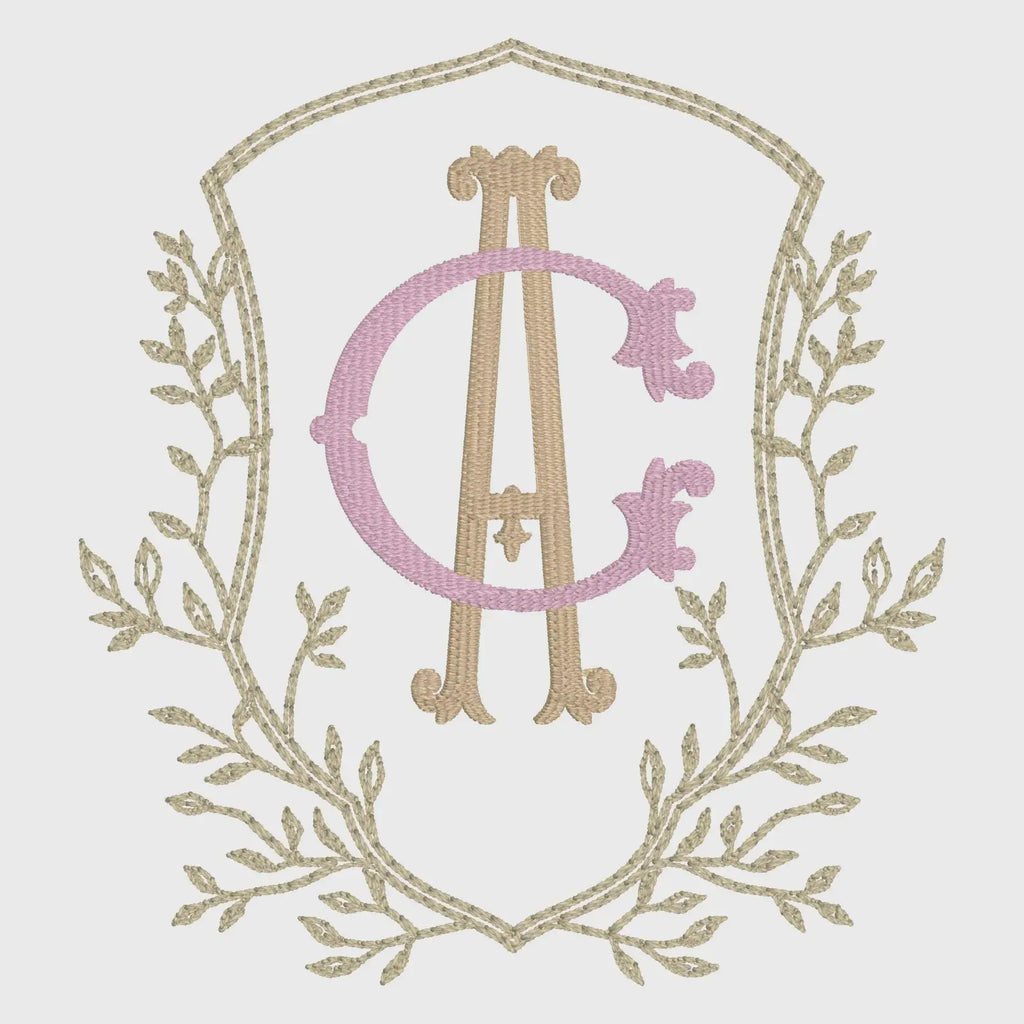 4 Inch Leaves Crest Monogram Frame Embroidery Design 10 Stitch Formats for Instant Downloads