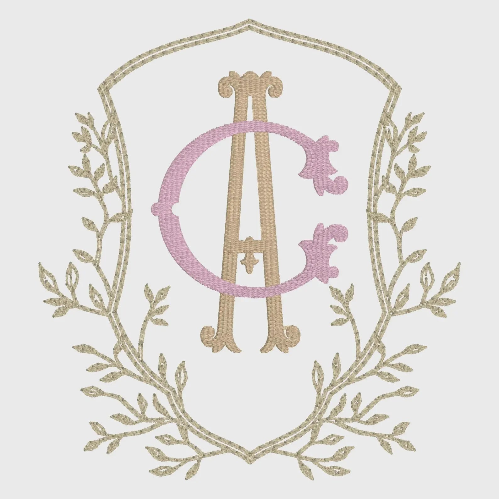 4 Inch Leaves Crest Monogram Frame Embroidery Design 10 Stitch Formats for Instant Downloads