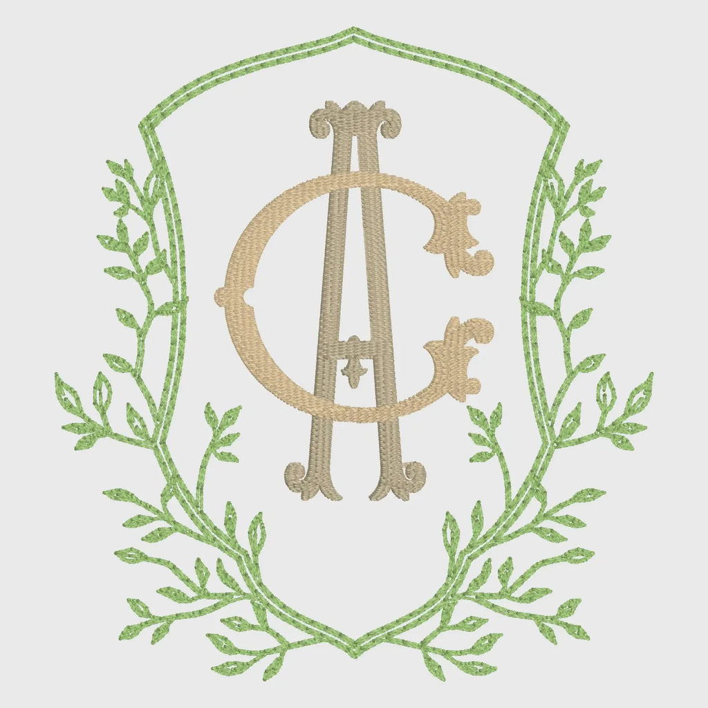 4 Inch Leaves Crest Monogram Frame Embroidery Design 10 Stitch Formats for Instant Downloads