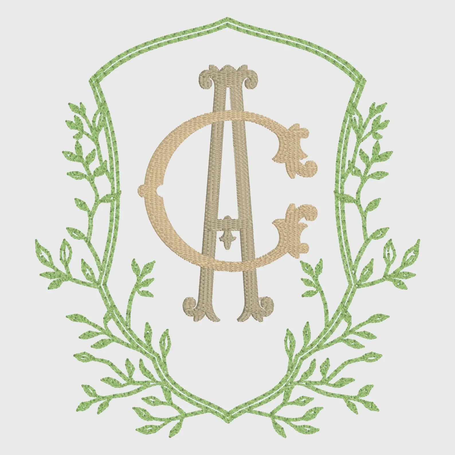 4 Inch Leaves Crest Monogram Frame Embroidery Design 10 Stitch Formats for Instant Downloads