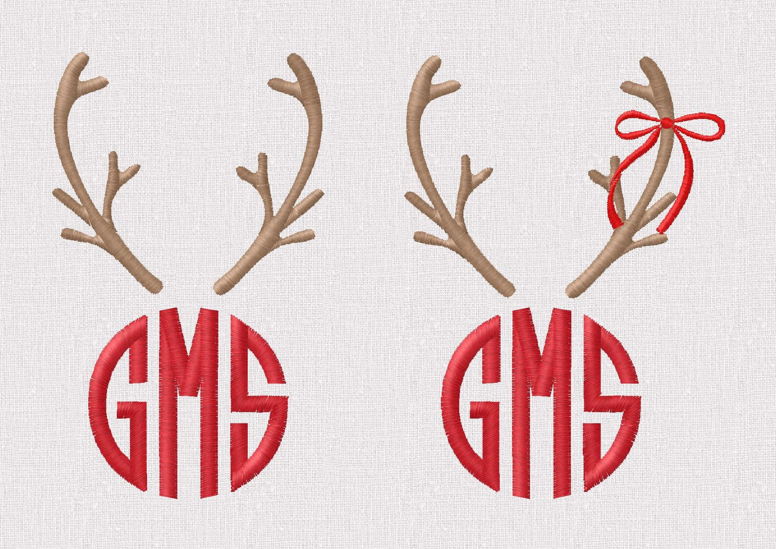 Reindeer Antlers Embroidery Design: Christmas Monogram Topper