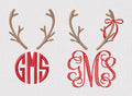 Reindeer Antlers Embroidery Design: Christmas Monogram Topper