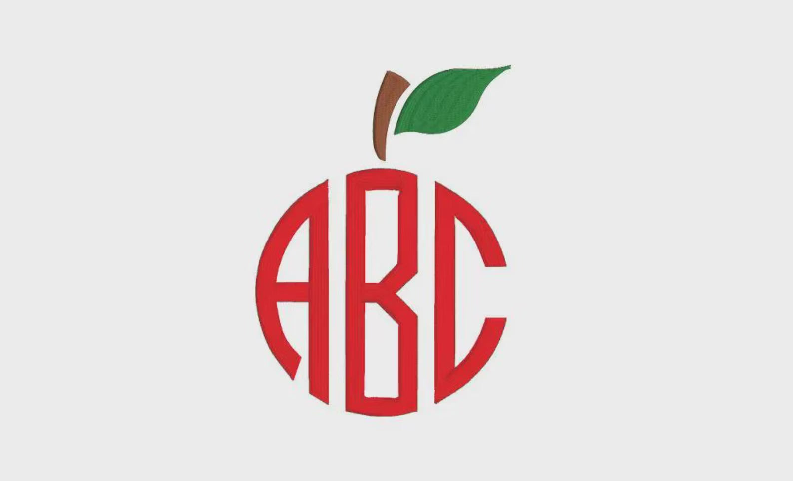 Apple Monogram Embroidery File & .BX Circle Font (Digital Download)
