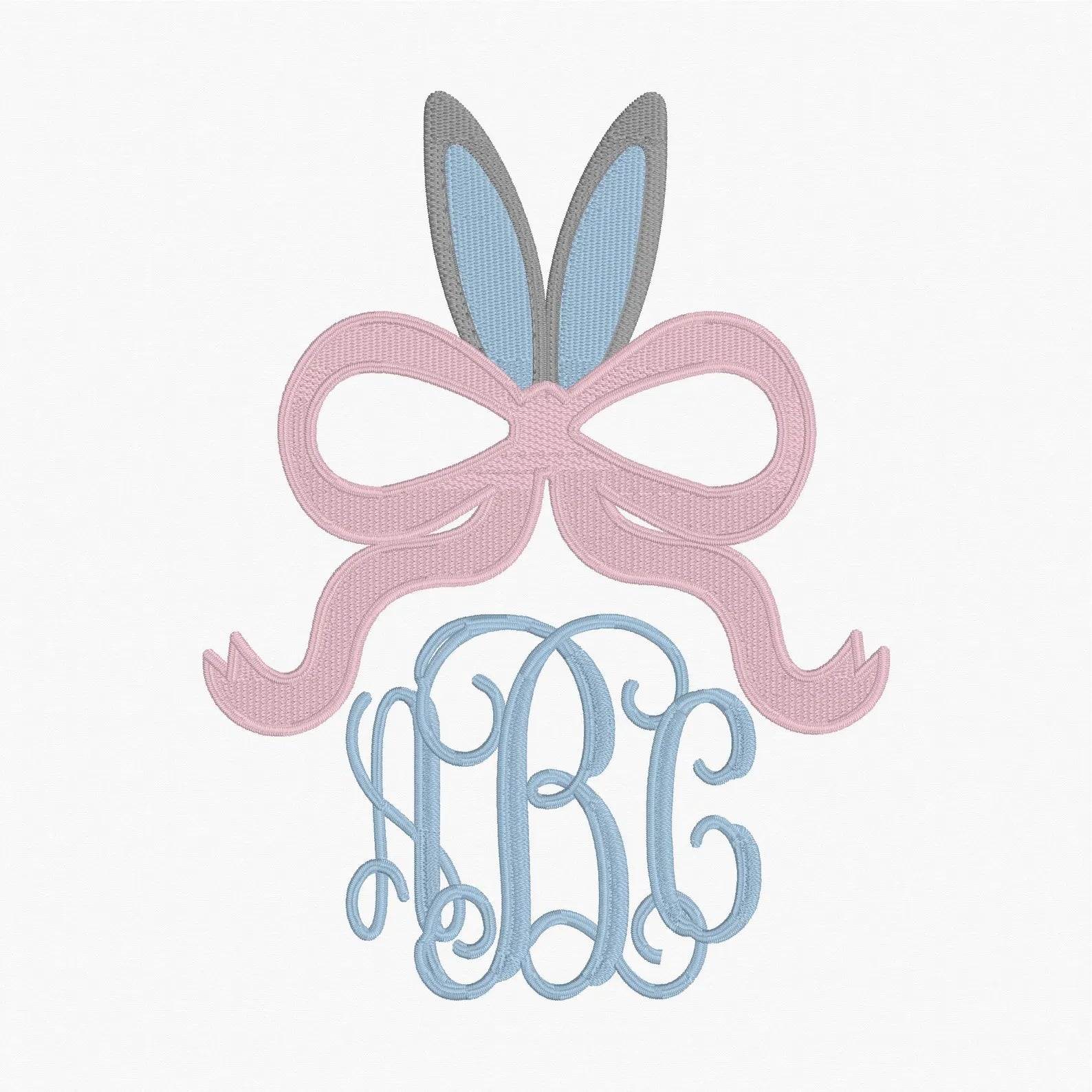 Easter Bunny Bow Embroidery File: Monogram Topper, Side Slit Bow (Digital Download)