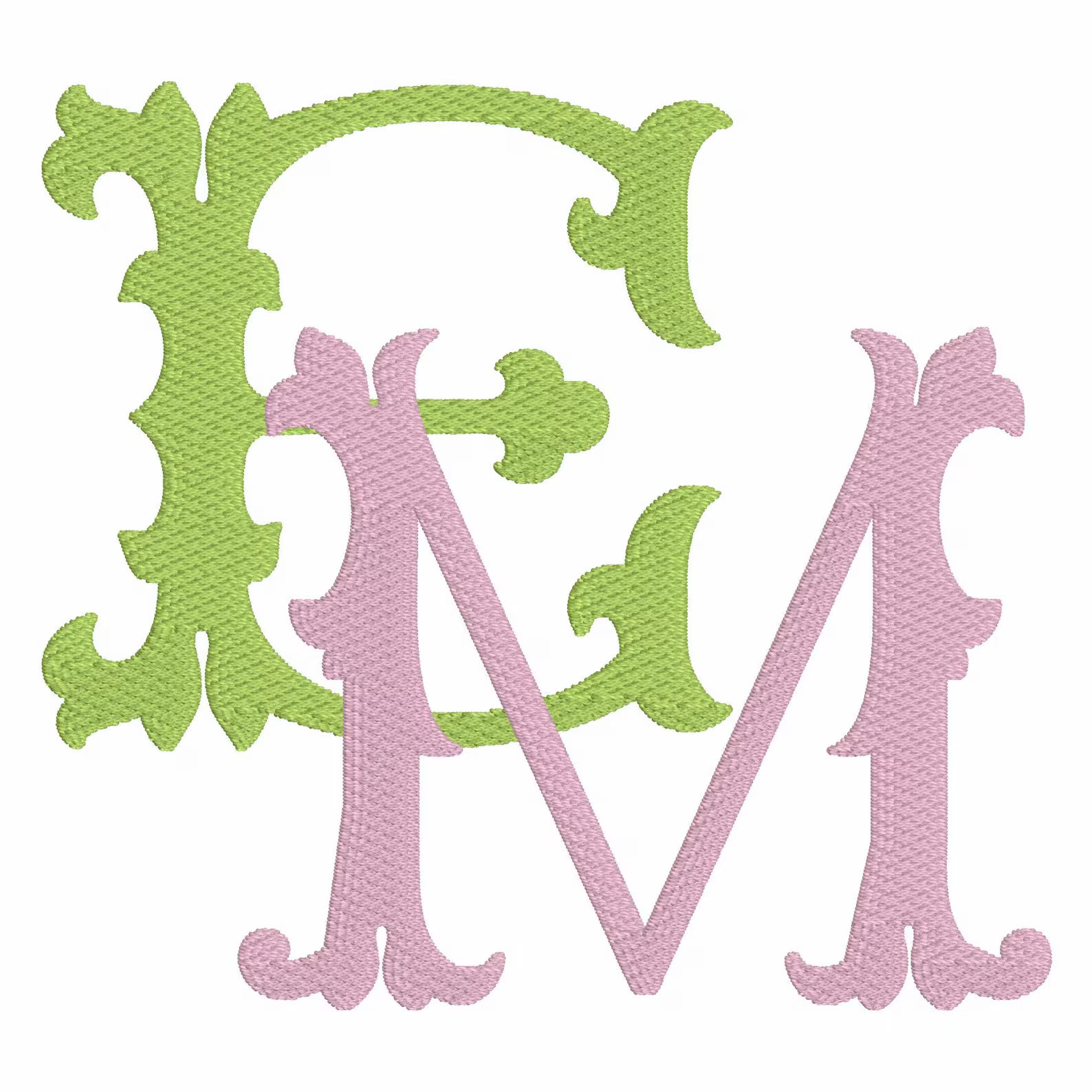 Vintage Wedding Monogram Embroidery Font: .bx + 9 File Types