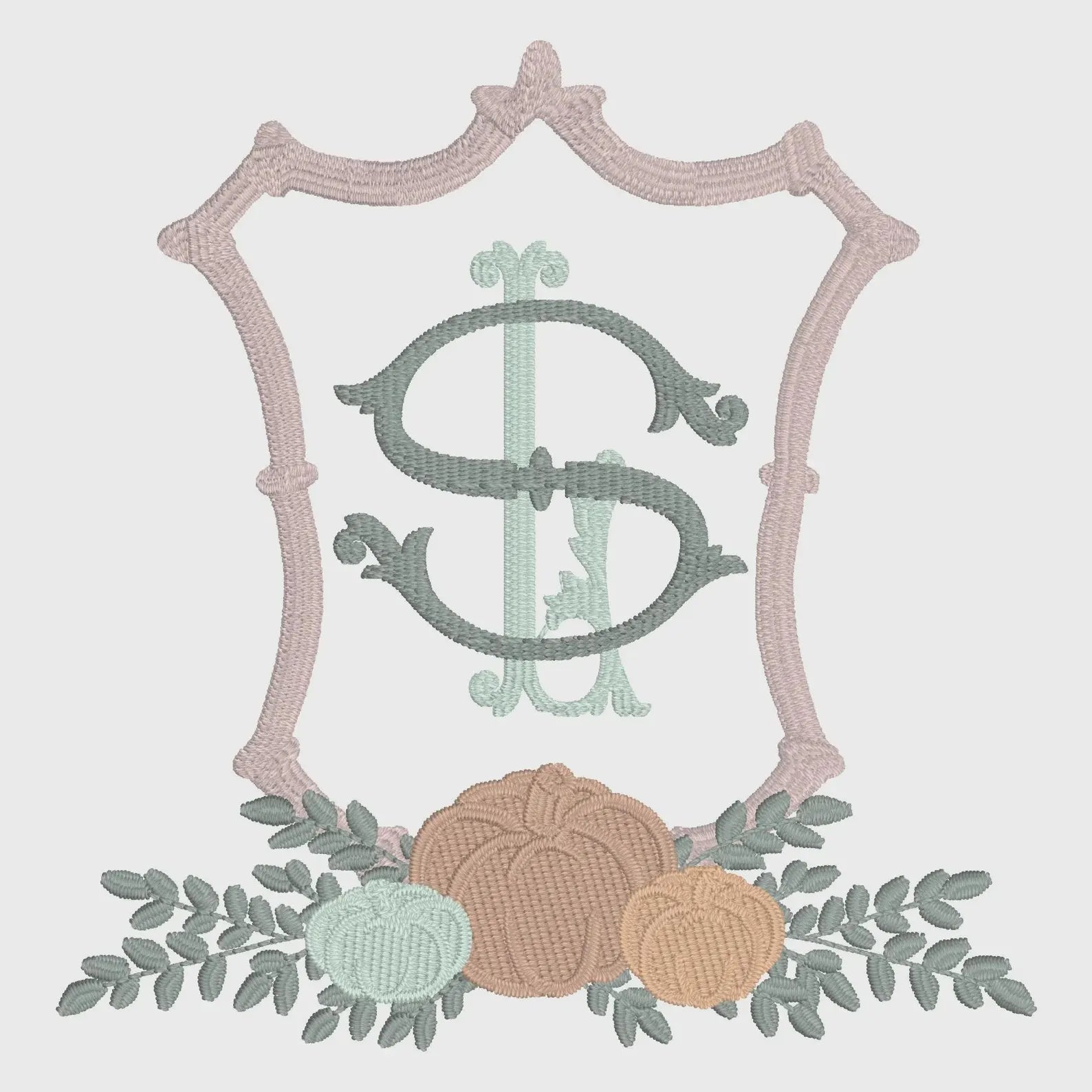 Fall Pumpkin Bamboo Crest Monogram Frame Embroidery Design 10 Sew Formats Instant Downloads