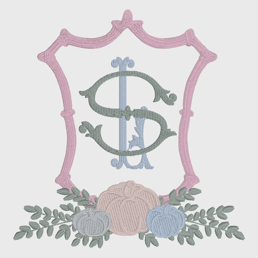 Fall Pumpkin Bamboo Crest Monogram Frame Embroidery Design 10 Sew Formats Instant Downloads