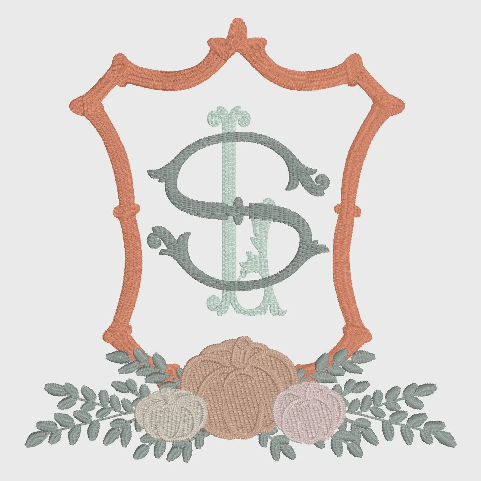 Fall Pumpkin Bamboo Crest Monogram Frame Embroidery Design 10 Sew Formats Instant Downloads