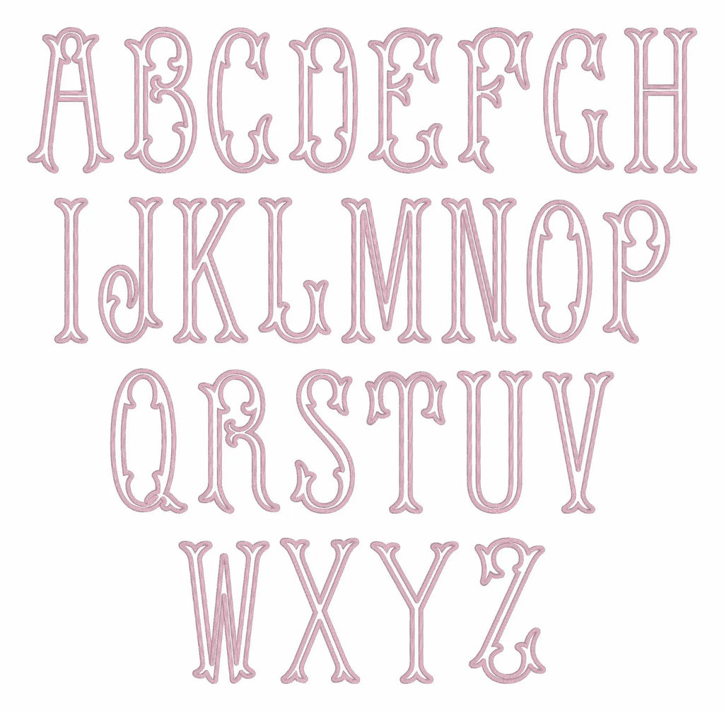 Emberly Appliqué Embroidery Font: 2-in-1 Fishtail Design (3-4 inch, BX + 9 Files)