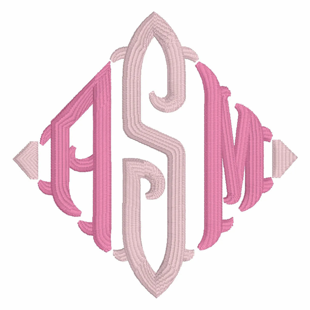 Fishtail Diamond Embroidery Font File: Editable Sizing (9 File Types)