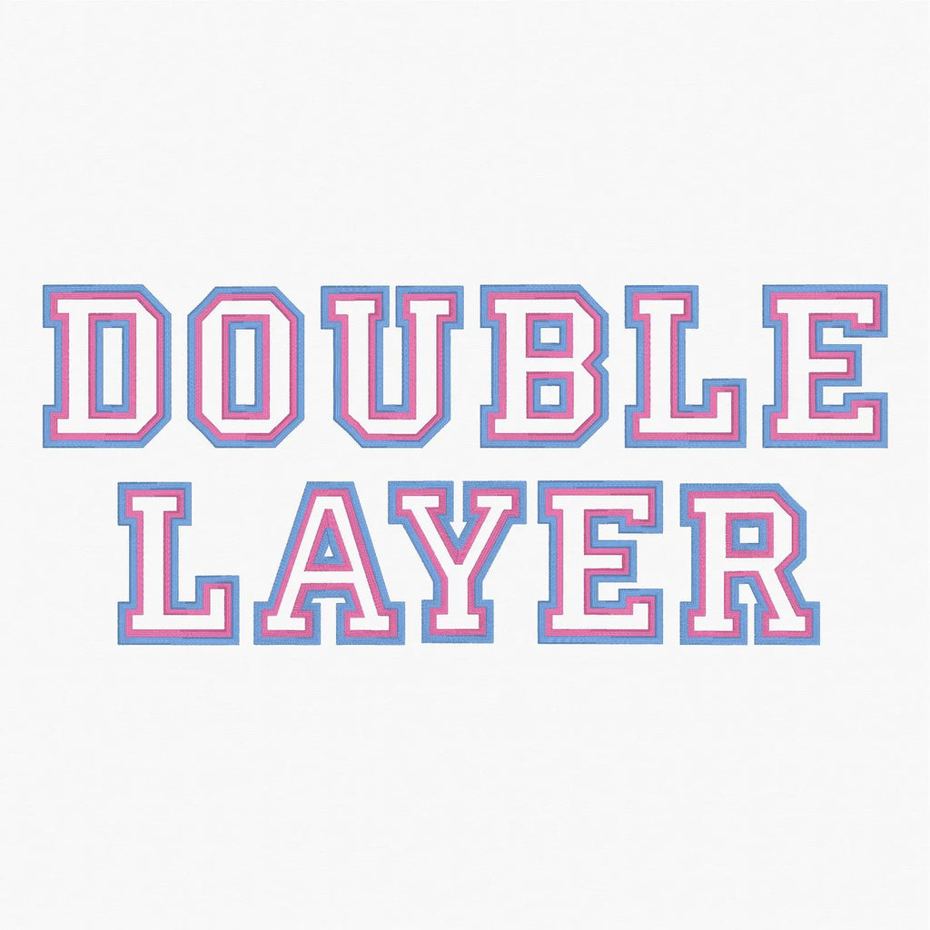 Varsity Block Double Layer Embroidery Font (2-6 Inch 9 Formats + .bx File)