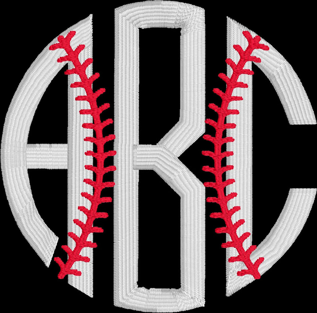Baseball Monogram Embroidery File: + .bx Circle Font (Digital Download)