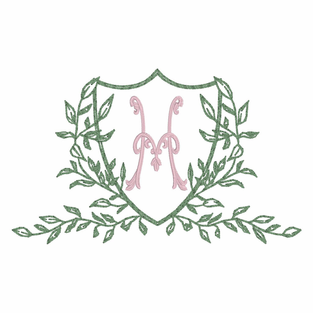 3.5 Inch Leaves Crest Monogram Frame Embroidery Design 10 Stitch Formats for Instant Downloads