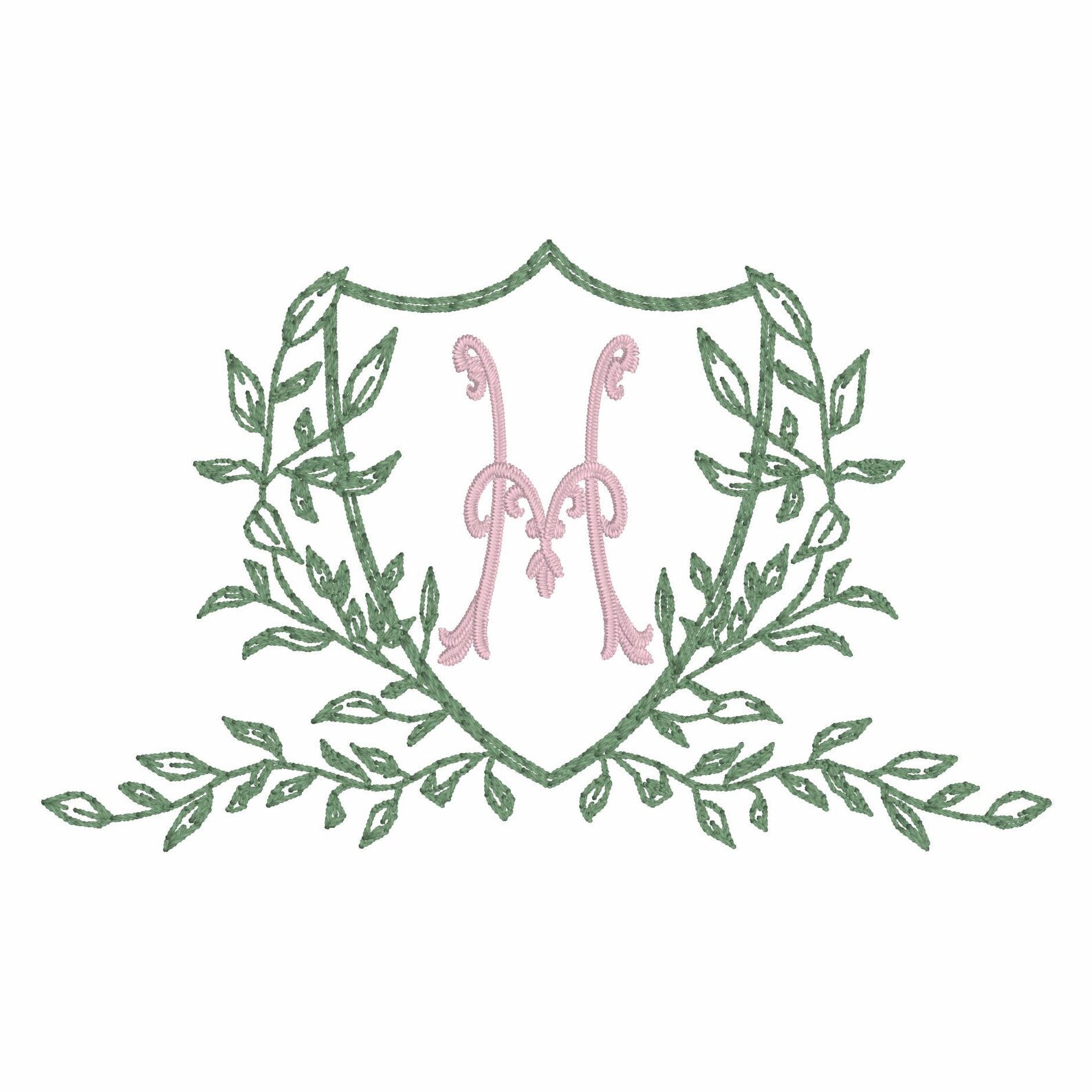3.5 Inch Leaves Crest Monogram Frame Embroidery Design 10 Stitch Formats for Instant Downloads