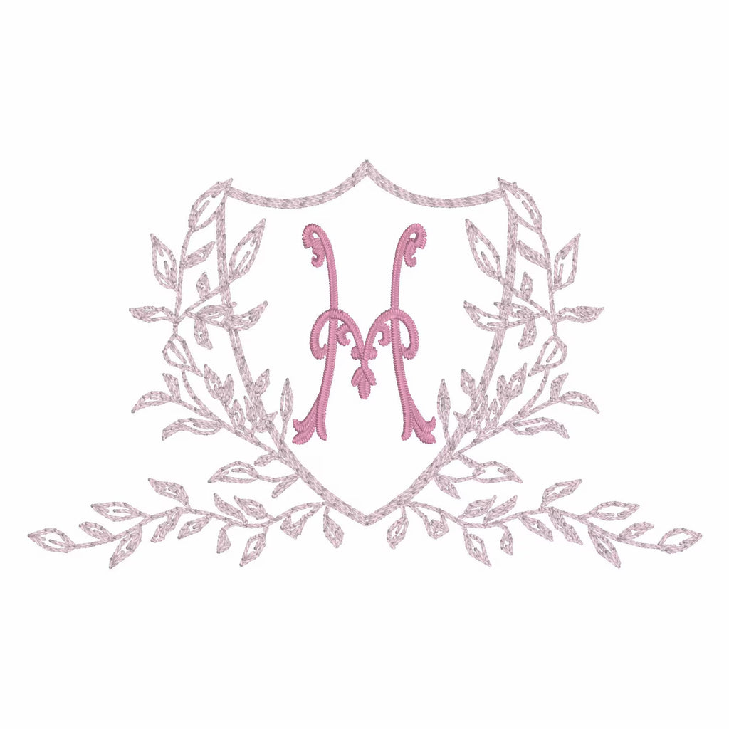 3.5 Inch Leaves Crest Monogram Frame Embroidery Design 10 Stitch Formats for Instant Downloads