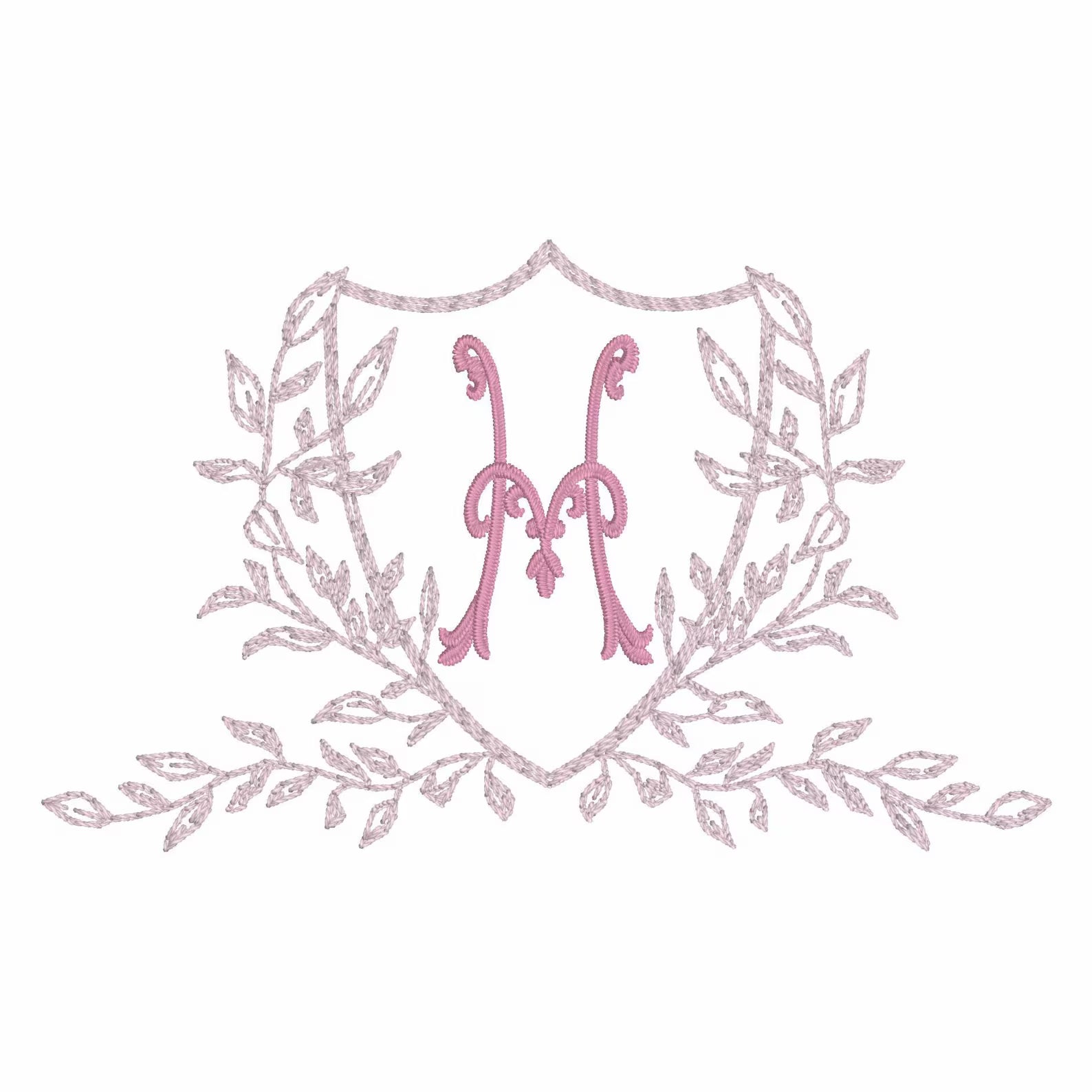 3.5 Inch Leaves Crest Monogram Frame Embroidery Design 10 Stitch Formats for Instant Downloads