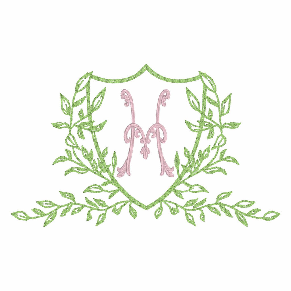 3.5 Inch Leaves Crest Monogram Frame Embroidery Design 10 Stitch Formats for Instant Downloads