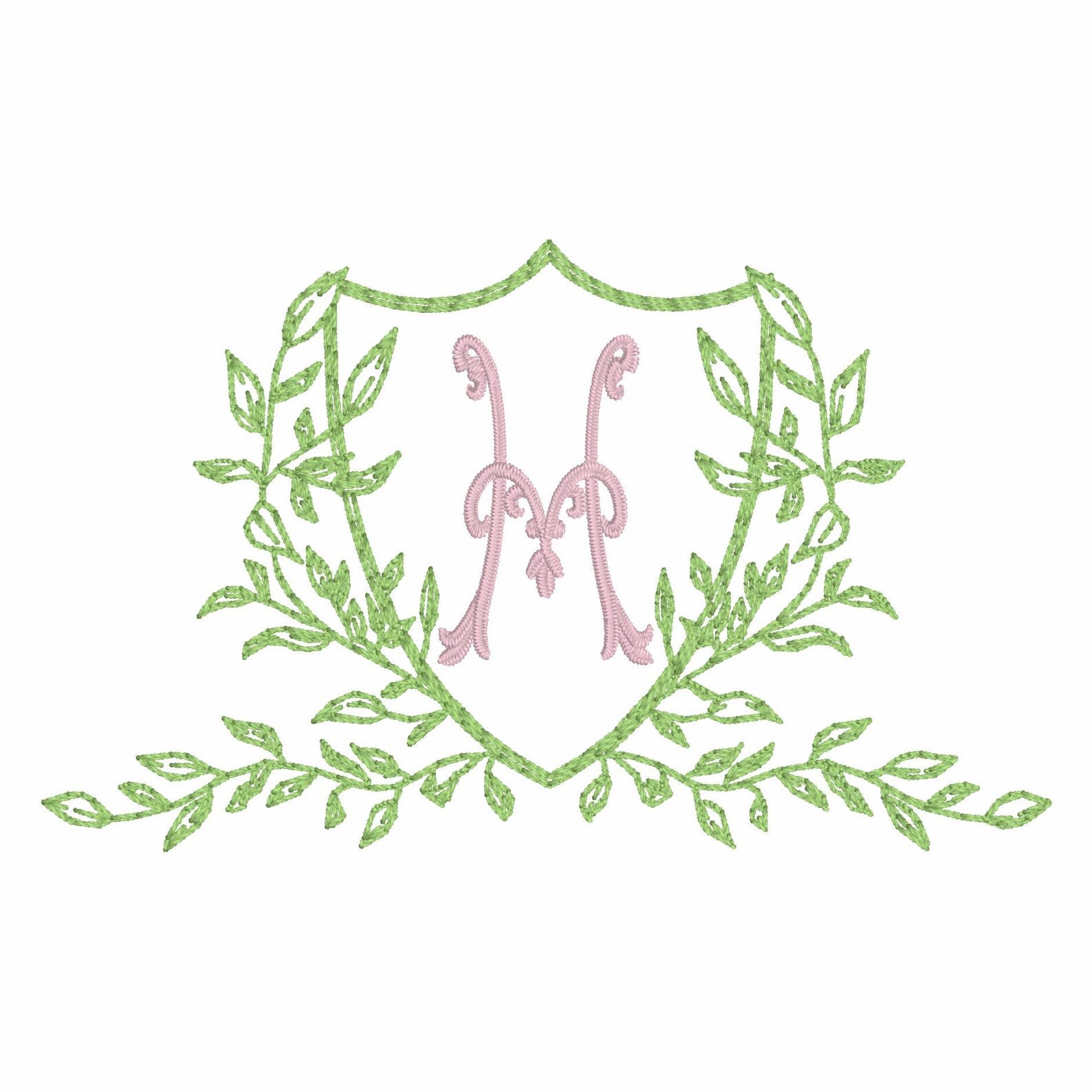 3.5 Inch Leaves Crest Monogram Frame Embroidery Design 10 Stitch Formats for Instant Downloads