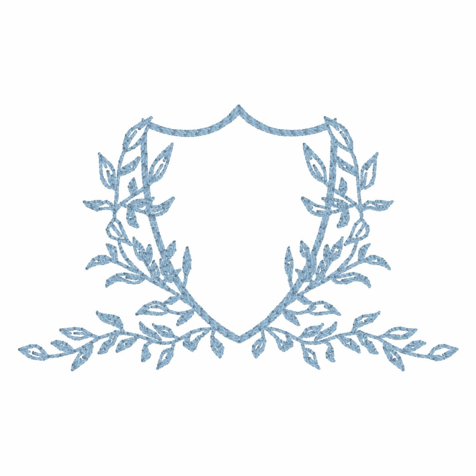 3.5 Inch Leaves Crest Monogram Frame Embroidery Design 10 Stitch Formats for Instant Downloads
