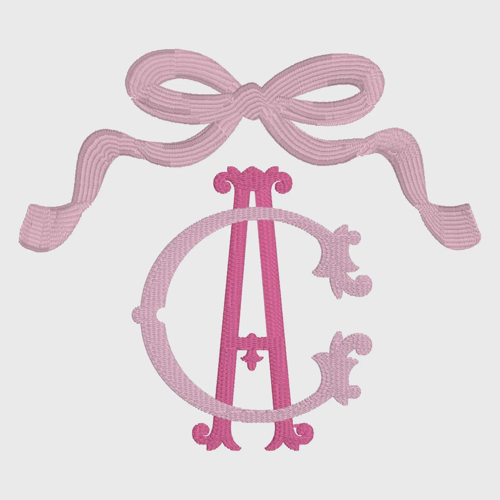 Coquette Bow Embroidery Design: Monogram Topper, 2 Sizes (Digital Download)