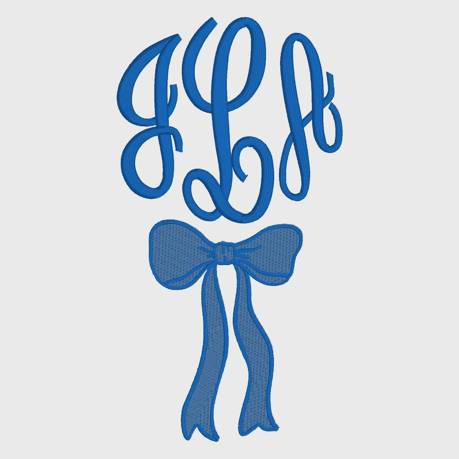 Coquette Ribbon Bow Embroidery Design: Monogram Topper, 10 Formats (Instant Download)