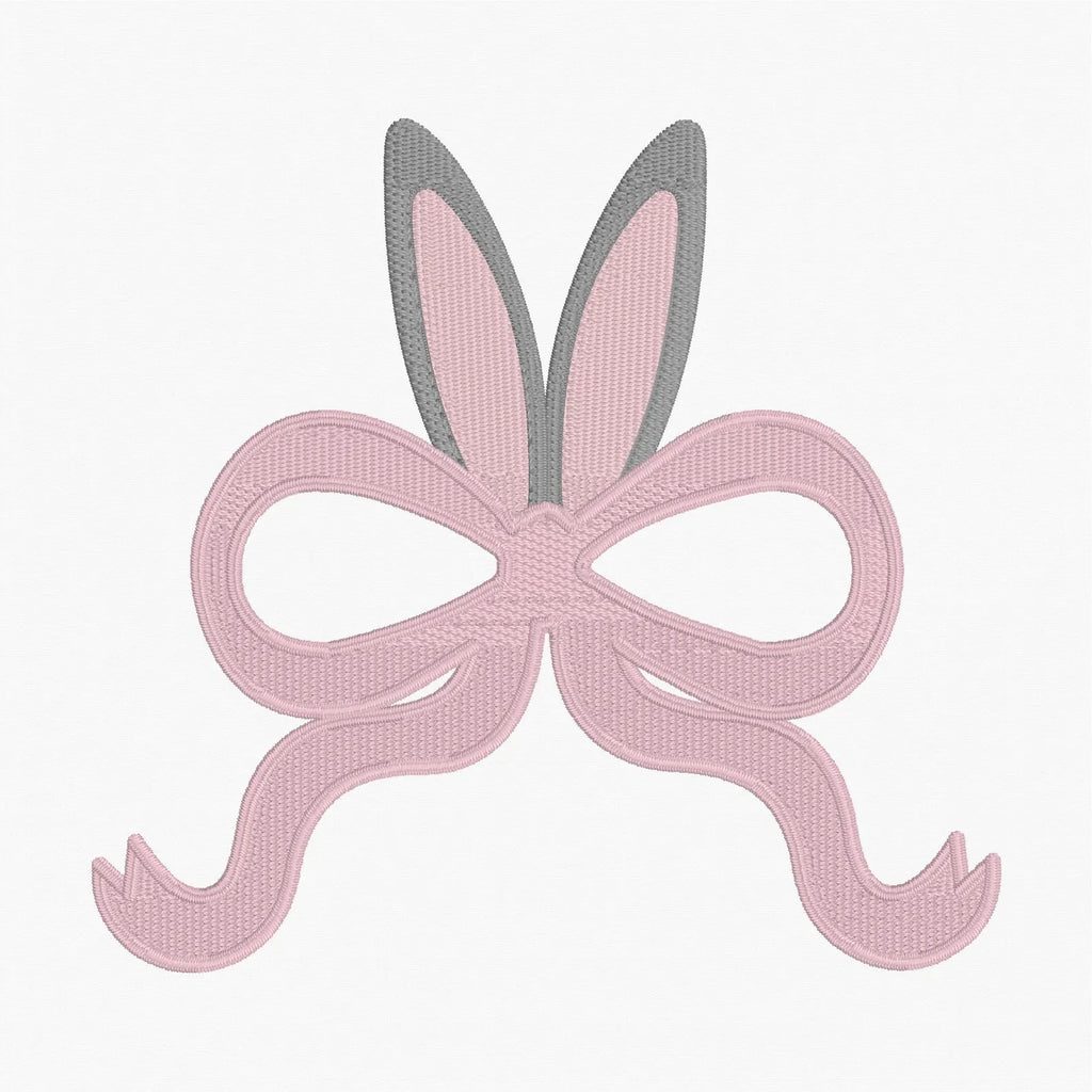 Easter Bunny Bow Embroidery File: Monogram Topper, Side Slit Bow (Digital Download)