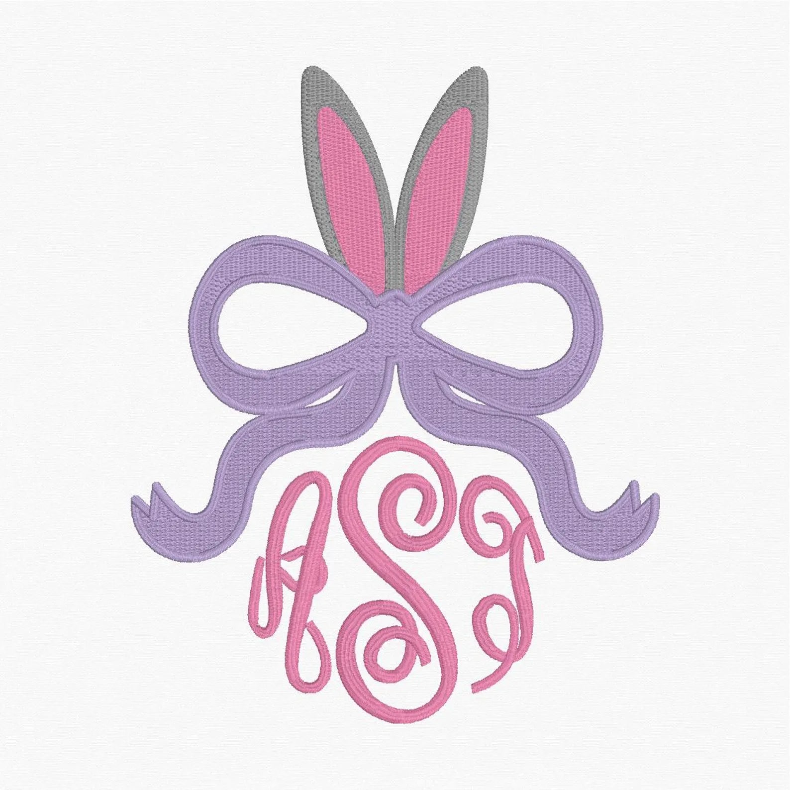 Easter Bunny Bow Embroidery File: Monogram Topper, Side Slit Bow (Digital Download)