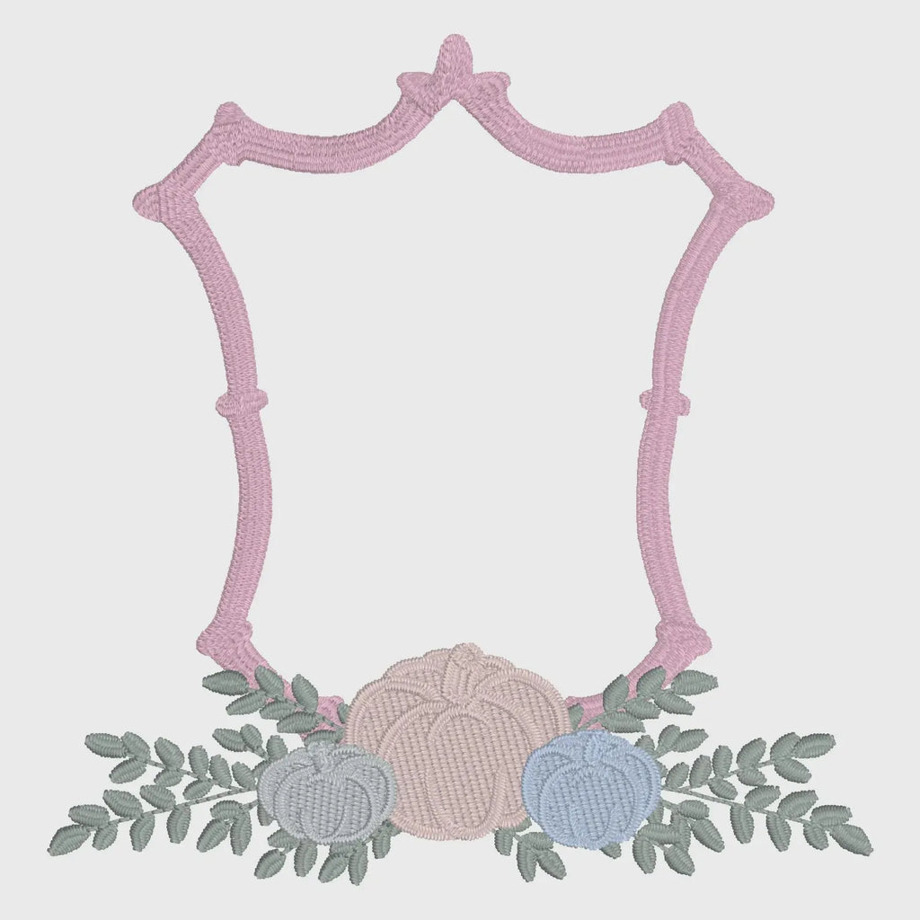 Fall Pumpkin Bamboo Crest Monogram Frame Embroidery Design 10 Sew Formats Instant Downloads