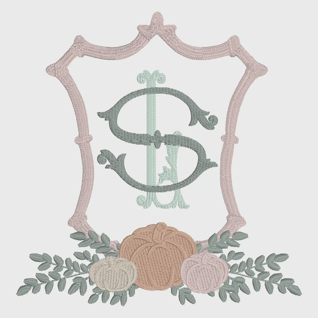 Fall Pumpkin Bamboo Crest Monogram Frame Embroidery Design 10 Sew Formats Instant Downloads