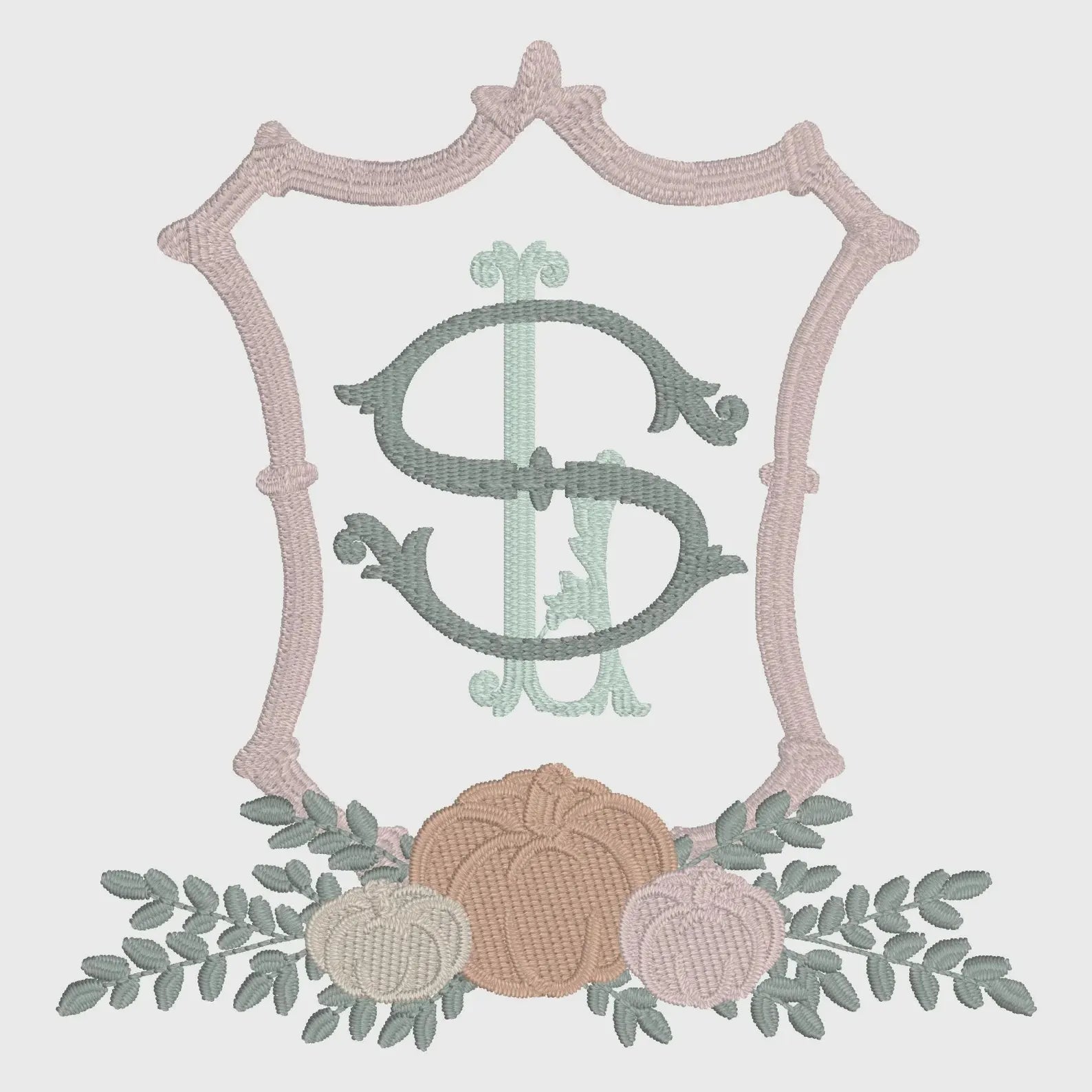 Fall Pumpkin Bamboo Crest Monogram Frame Embroidery Design 10 Sew Formats Instant Downloads