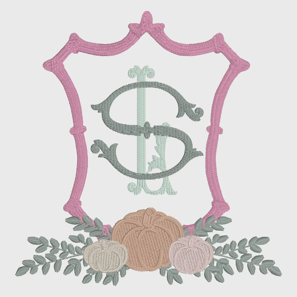 Fall Pumpkin Bamboo Crest Monogram Frame Embroidery Design 10 Sew Formats Instant Downloads