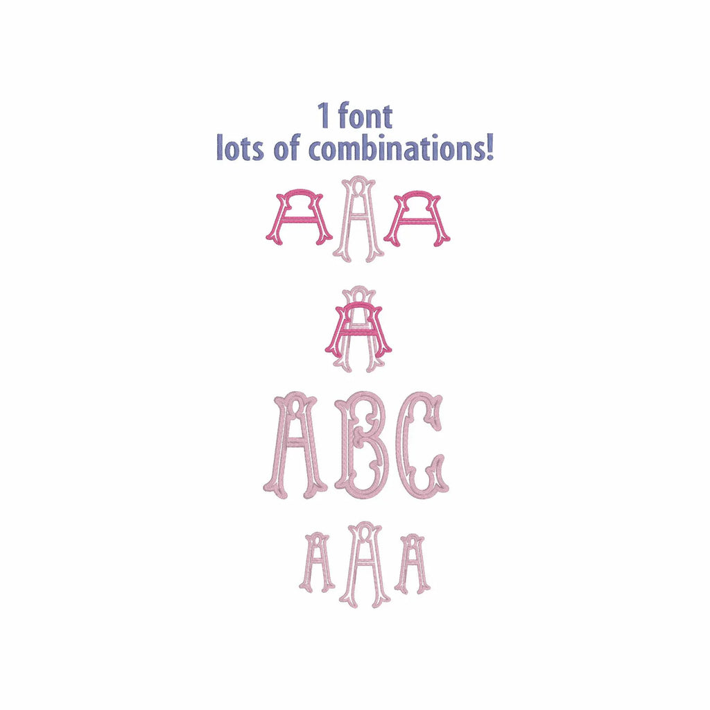 Emberly Appliqué Embroidery Font: 2-in-1 Fishtail Design (3-4 inch, BX + 9 Files)
