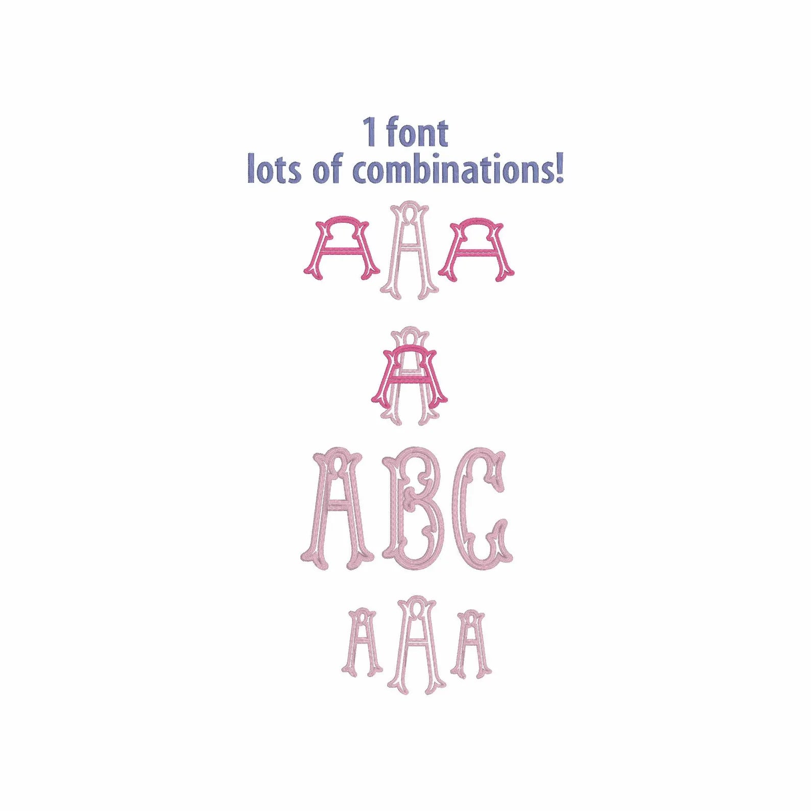 Emberly Satin Outline Embroidery Font: 2-in-1 Fishtail Design Appliqué Option (3-4 inch, BX + 9 Files)