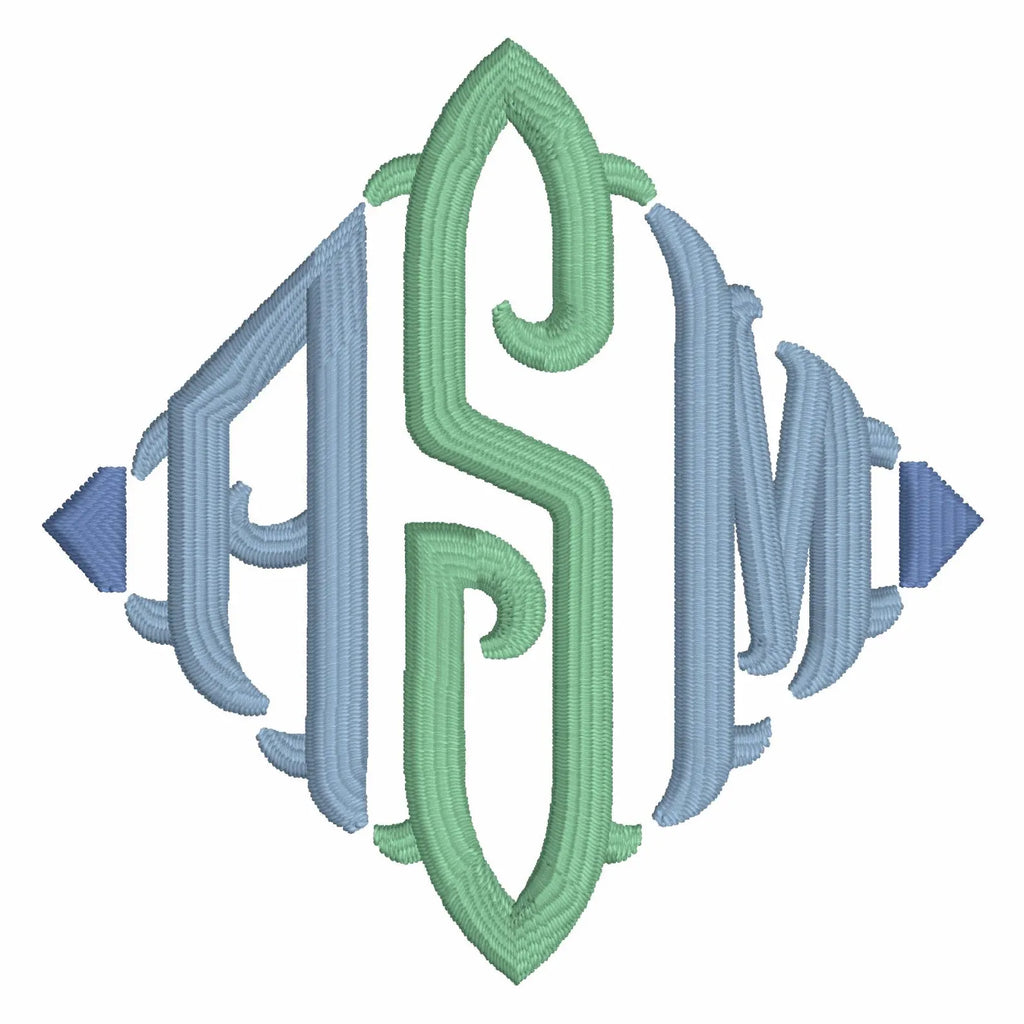 Fishtail Diamond Embroidery Font File: Editable Sizing (9 File Types)