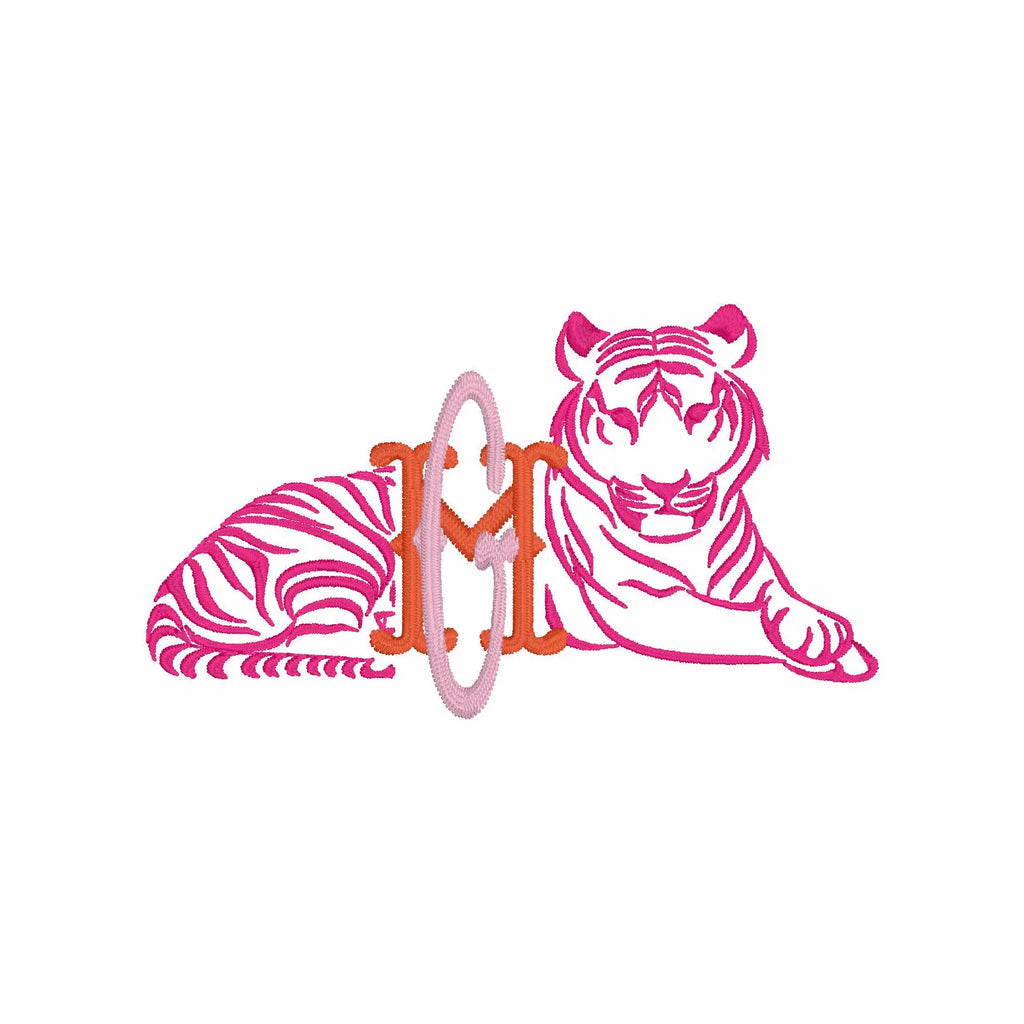 Tiger Monogram Frame Embroidery Design: 10 File Formats (Digital Download)