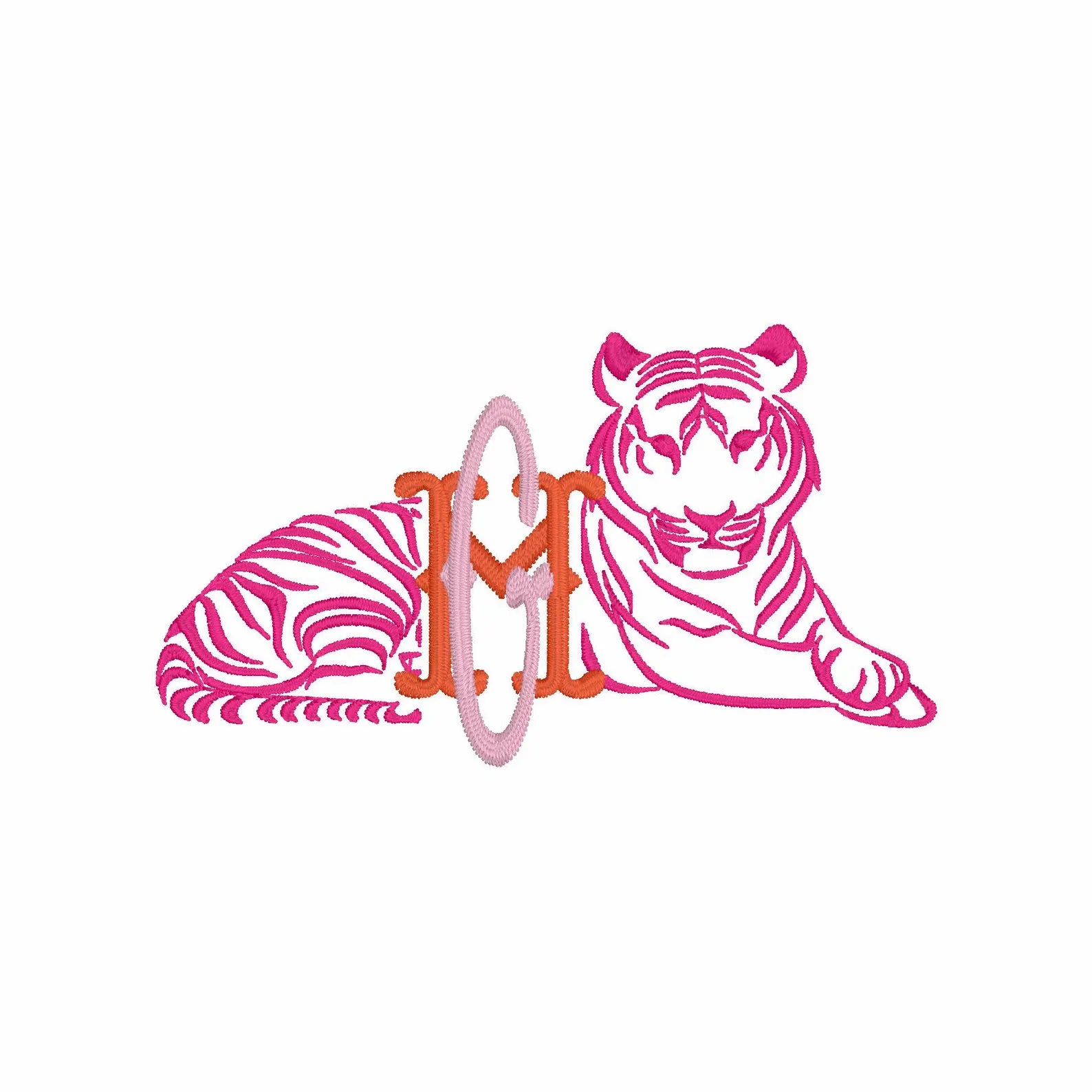 Tiger Monogram Frame Embroidery Design: 10 File Formats (Digital Download)