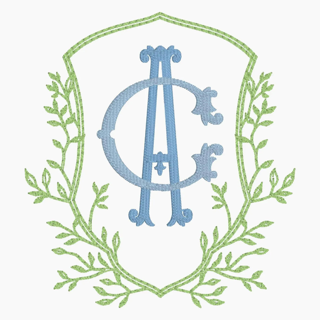4 Inch Leaves Crest Monogram Frame Embroidery Design 10 Stitch Formats for Instant Downloads