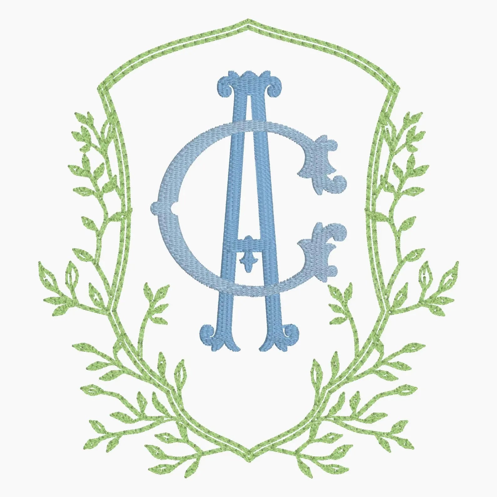4 Inch Leaves Crest Monogram Frame Embroidery Design 10 Stitch Formats for Instant Downloads