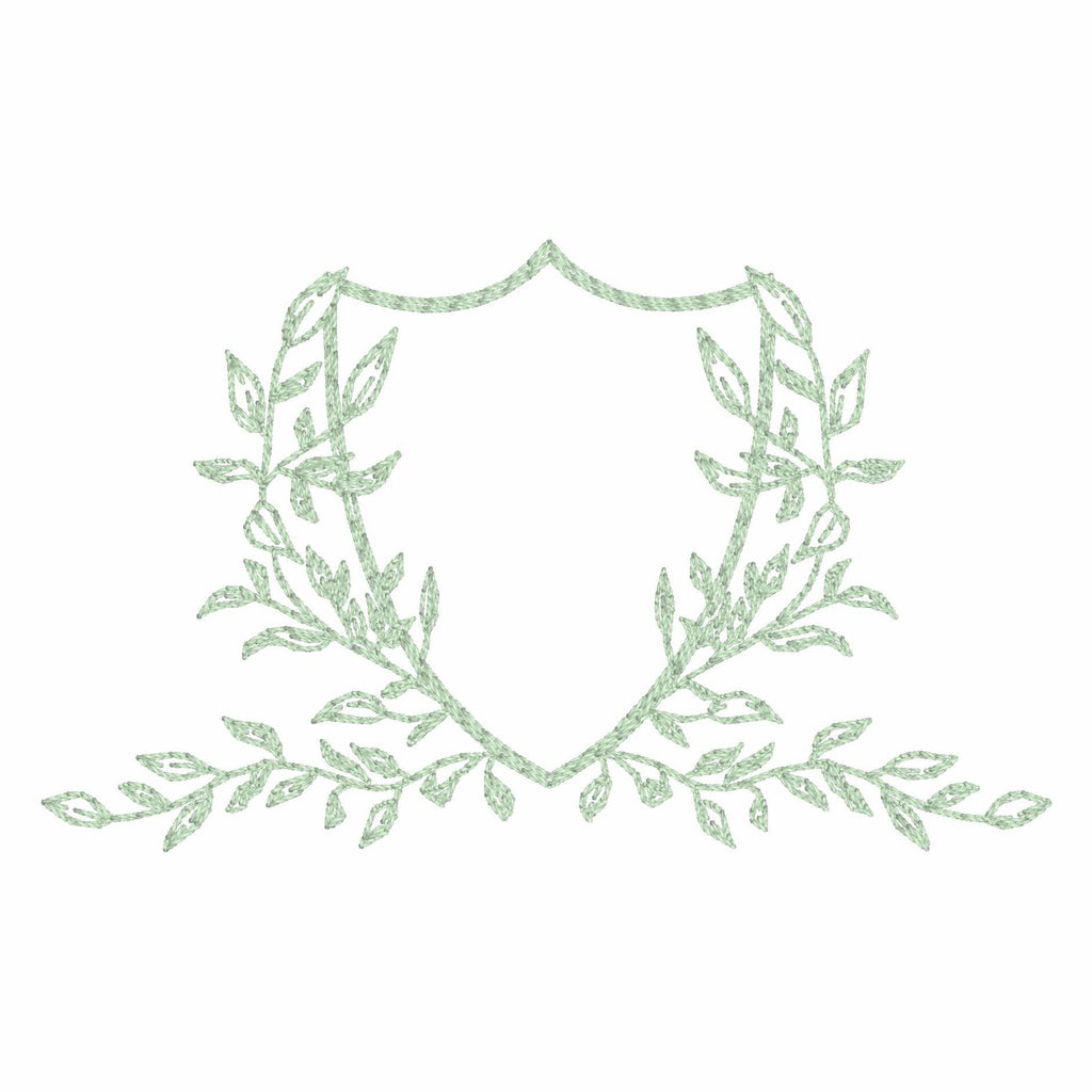 3.5 Inch Leaves Crest Monogram Frame Embroidery Design 10 Stitch Formats for Instant Downloads