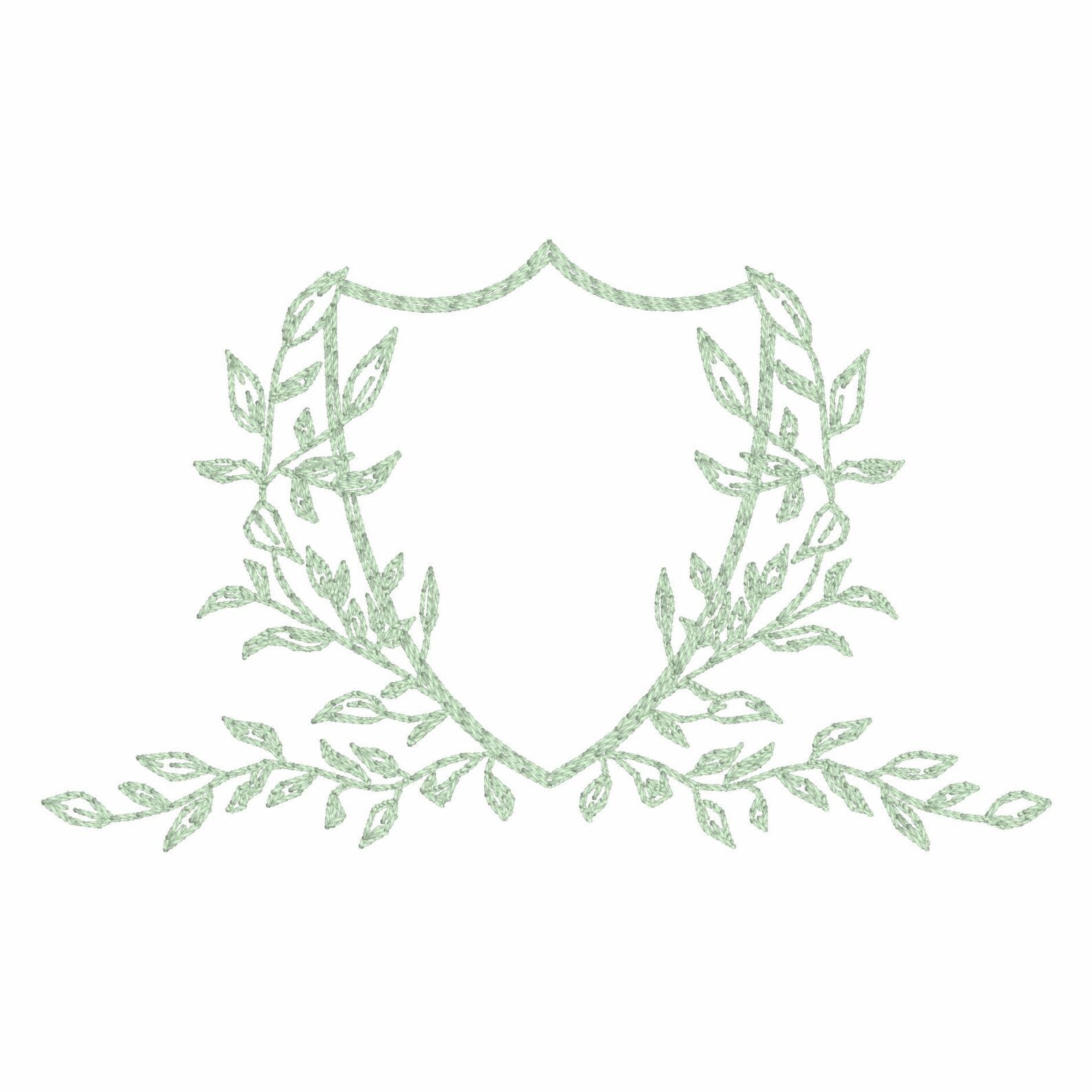 3.5 Inch Leaves Crest Monogram Frame Embroidery Design 10 Stitch Formats for Instant Downloads