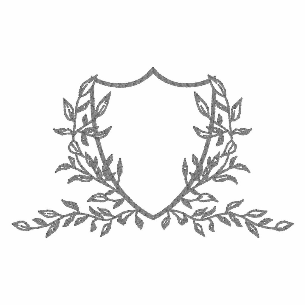 3.5 Inch Leaves Crest Monogram Frame Embroidery Design 10 Stitch Formats for Instant Downloads