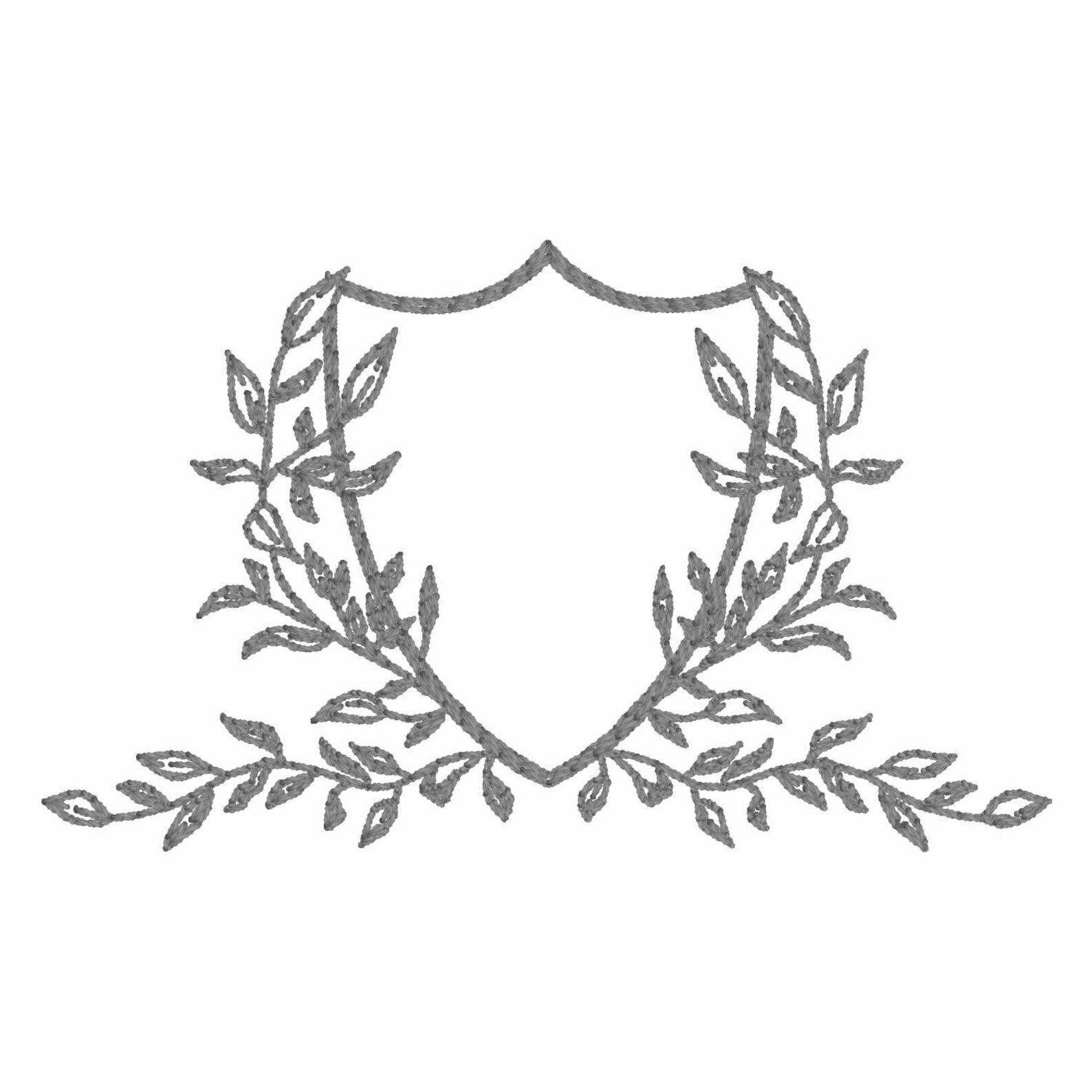 3.5 Inch Leaves Crest Monogram Frame Embroidery Design 10 Stitch Formats for Instant Downloads
