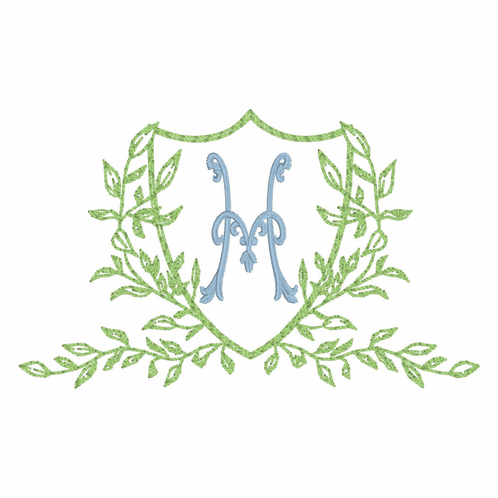 3.5 Inch Leaves Crest Monogram Frame Embroidery Design 10 Stitch Formats for Instant Downloads