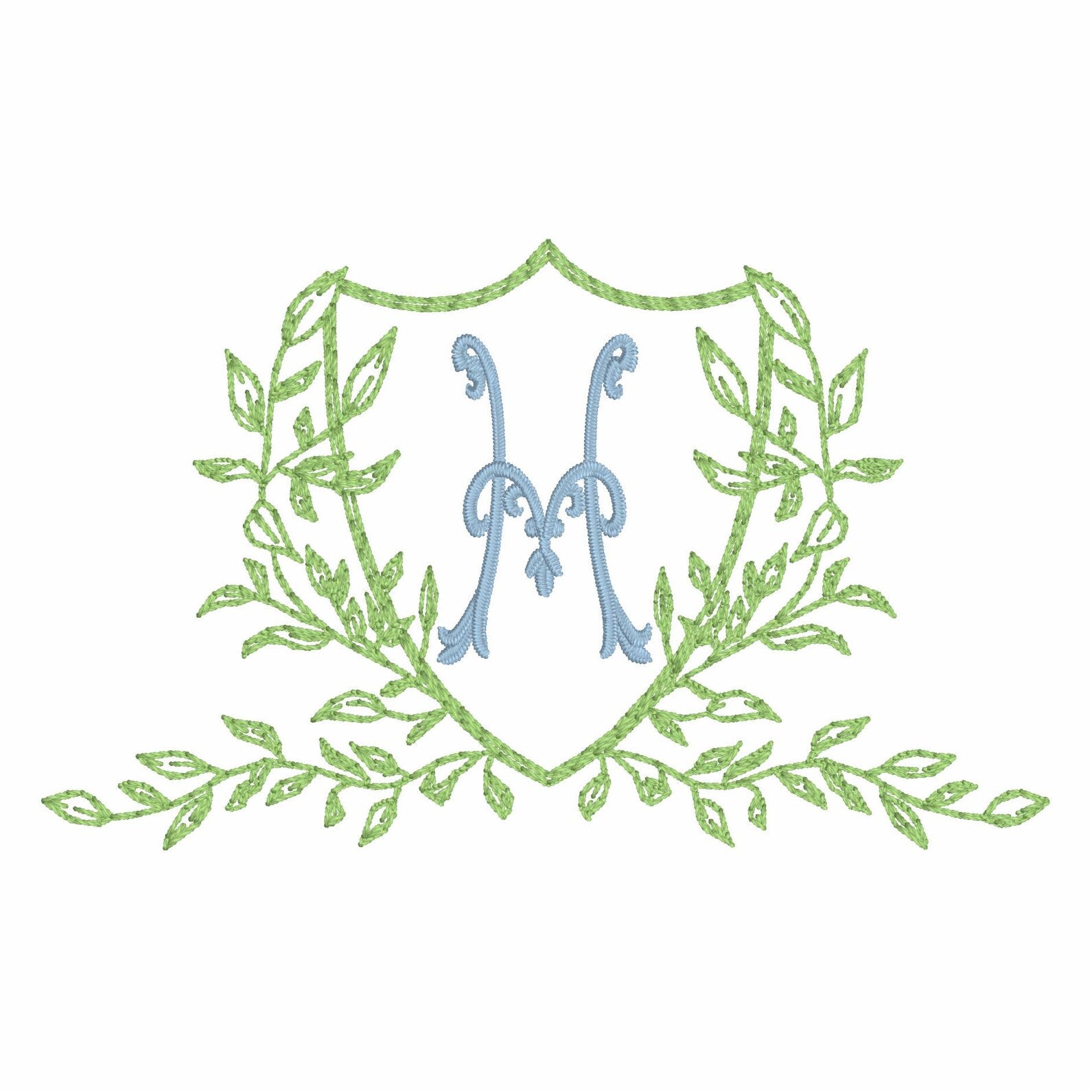 3.5 Inch Leaves Crest Monogram Frame Embroidery Design 10 Stitch Formats for Instant Downloads