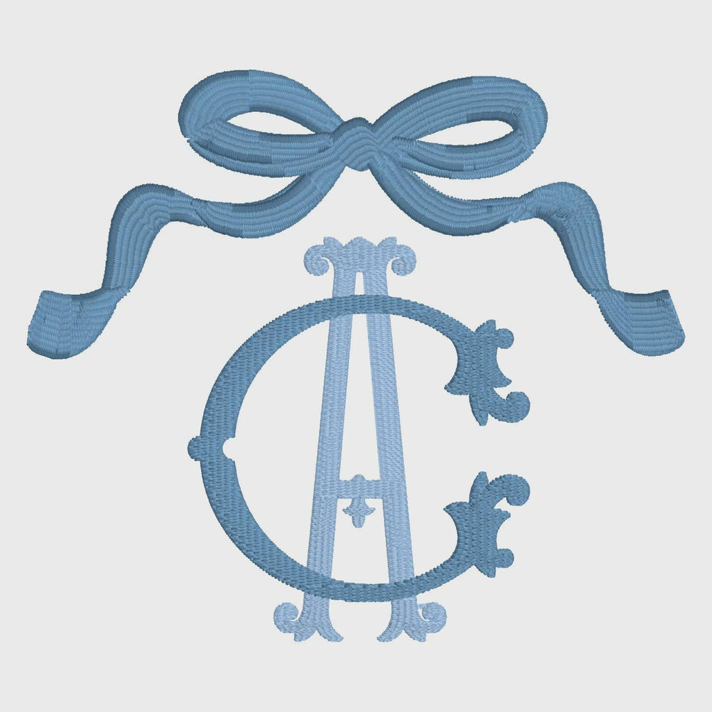 Coquette Bow Embroidery Design: Monogram Topper, 2 Sizes (Digital Download)